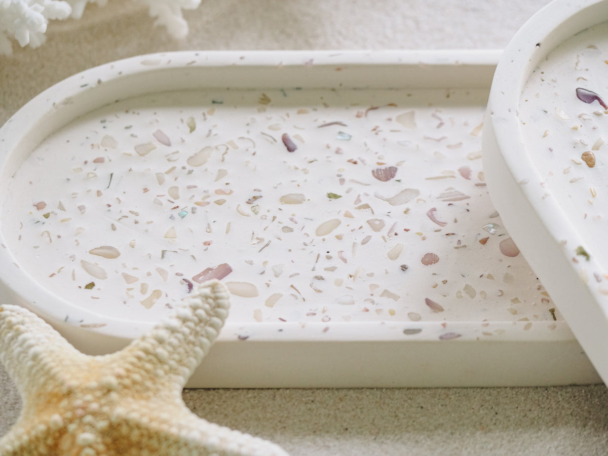 Pastel Shell Terrazzo Oval Belize Tray – Peek A Blue