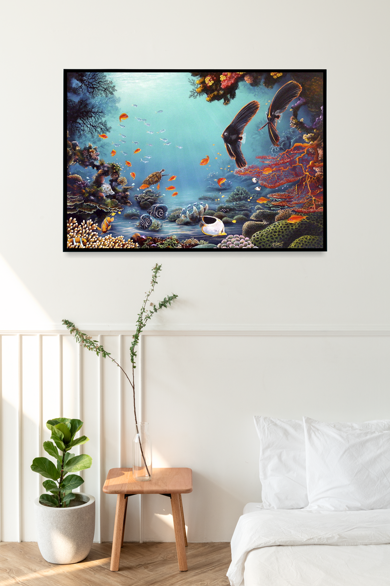 Original Coral Reef Art Print - Exploring Together – Peek A Blue